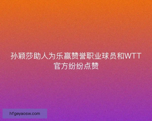 孙颖莎助人为乐赢赞誉职业球员和WTT官方纷纷点赞 孙颖莎助人为乐赢赞誉职业球员和WTT官方纷纷点赞